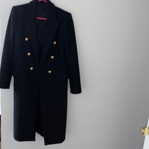 Zara wool pea coat black with gold buttons